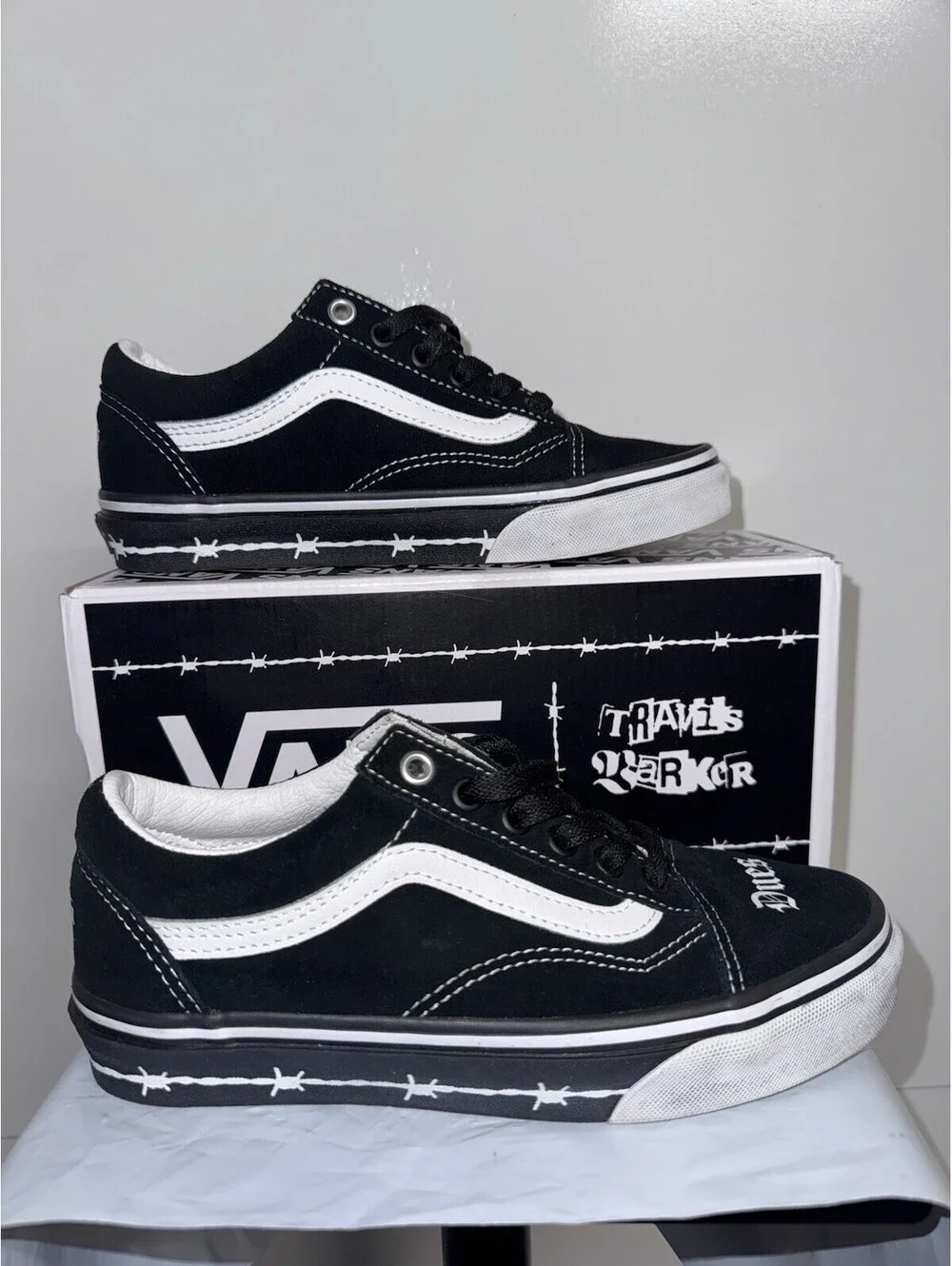 Vans x Travis Barker Mens Size 4.5 Womens 6 Black Dues Paid Skate Old Skool